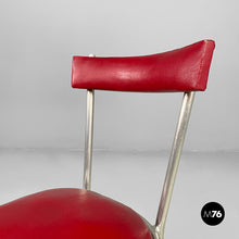 将图片加载到图库查看器,Chairs in red faux leather and metal, 1930s
