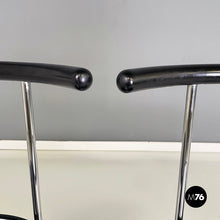 将图片加载到图库查看器,Chairs in black wood and metal rod, 1980s
