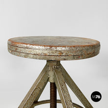 Load image into Gallery viewer, Stool in grey wood and metal, 1950s