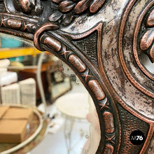 画像をギャラリービューアに読み込む, Oval wall mirror in silvered copper, early 1900s