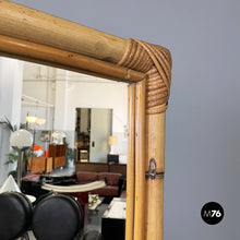 画像をギャラリービューアに読み込む, Freestanding full-lenght rattan mirror, 1960s