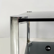 画像をギャラリービューアに読み込む, Coffee tables in smoked glass and chromed metal, 1980s
