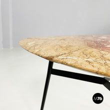 画像をギャラリービューアに読み込む, Coffee table in red marble, black metal and brass, 1960s