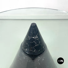 画像をギャラリービューアに読み込む, Coffee table in glass and black marble, 1980s