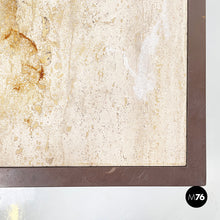画像をギャラリービューアに読み込む, Square coffee table in travertine and metal, 1970s