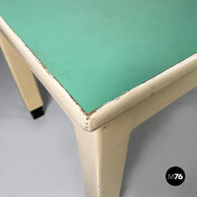 Load image into Gallery viewer, Dining table in white and aqua green wood, 1940s