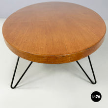 画像をギャラリービューアに読み込む, Coffee table in wood and black metal, 1960s