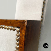 Load image into Gallery viewer, Armchairs in wood and grey velvet, 1930s