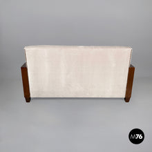 Load image into Gallery viewer, Sofa in wood and grey velvet, 1930s