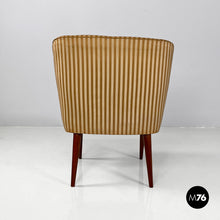 Load image into Gallery viewer, Striped fabric and wood armchairs, 1950s