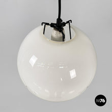 画像をギャラリービューアに読み込む, Round white glass chandelier, 1950s