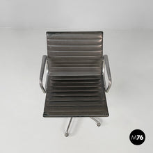 将图片加载到图库查看器,Dark grey leather office chair EA108 by Charles and Ray Eames for ICF, 1970s