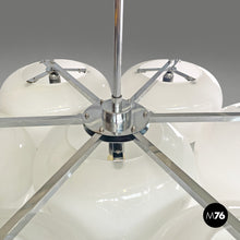 将图片加载到图库查看器,Opaline glass and metal chandelier, 1970s