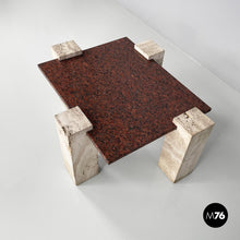 画像をギャラリービューアに読み込む, Red granite and travertine coffee table, 1970s