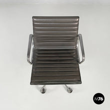 将图片加载到图库查看器,Dark grey leather office chair EA108 by Charles and Ray Eames for ICF, 1970s