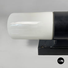 Charger l'image dans la galerie, Wall lamp in opaline glass and black Bakelite, 1950s
