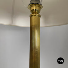 画像をギャラリービューアに読み込む, Floor lamp in withe fabric and brass by Lam Bologna, 1960s