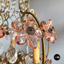 Load image into Gallery viewer, Chandeliers in pink glass and brass, early 1900s