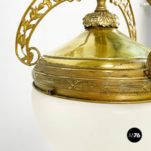 Charger l'image dans la galerie, Chandelier in molded satin glass and brass, early 1900s