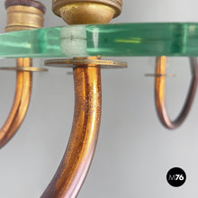 Load image into Gallery viewer, Chandelier in copper and glass, 1940s