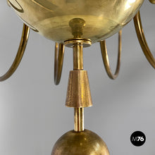 将图片加载到图库查看器,Chandelier in brass and white metal, 1950s