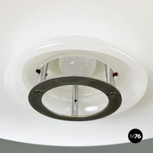 Charger l'image dans la galerie, Chandelier in opaline glass and chromed metal, 1980s