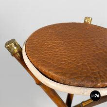 Load image into Gallery viewer, Pedestal in brown leather and bamboo, 1930s