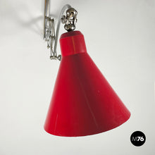 画像をギャラリービューアに読み込む, Pantograph wall lamp in red metal, 1960s