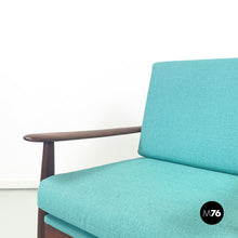 画像をギャラリービューアに読み込む, Armchairs in light blue fabric and wood, 1960s