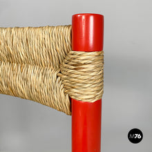 将图片加载到图库查看器,Chairs in red wood and straw, 1970s