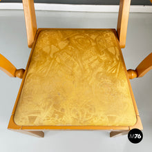 Carica l'immagine nel visualizzatore di Gallery, Yellow fabric and wooden chair by Bros/s, 1980s