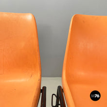 画像をギャラリービューアに読み込む, Stackable chairs in orange plastic and black metal, 2001