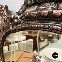 画像をギャラリービューアに読み込む, Oval wall mirror in silvered copper, early 1900s