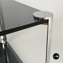 画像をギャラリービューアに読み込む, Coffee tables in smoked glass and chromed metal, 1980s