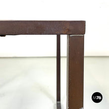 画像をギャラリービューアに読み込む, Square coffee table in travertine and metal, 1970s