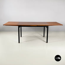 画像をギャラリービューアに読み込む, Extendable dining table in wood and black metal, 1960s