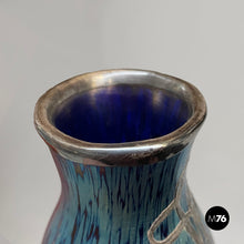 画像をギャラリービューアに読み込む, Vase in blue glass and silver-plate, 1930s