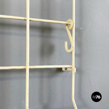Load image into Gallery viewer, Wall coat hanger with hat stand in white metal rod, 1970s