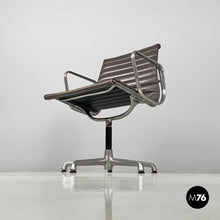 将图片加载到图库查看器,Dark grey leather office chair EA108 by Charles and Ray Eames for ICF, 1970s
