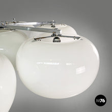 将图片加载到图库查看器,Opaline glass and metal chandelier, 1970s