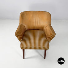 Load image into Gallery viewer, Striped fabric and wood armchairs, 1950s