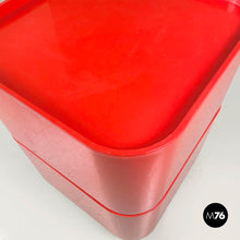 将图片加载到图库查看器,Red plastic modular chest of drawers by Anna Castelli for Kartell, 1970s