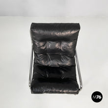 将图片加载到图库查看器,Armchairs in metal and black synthetic leather, 1970s