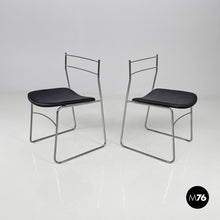 将图片加载到图库查看器,Chairs steel and black leatherette, 1970s