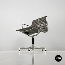 将图片加载到图库查看器,Dark grey leather office chair EA108 by Charles and Ray Eames for ICF, 1970s