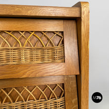 Charger l'image dans la galerie, Chest of drawers in wood and rattan, 1960s
