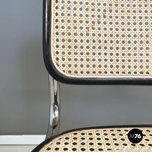 将图片加载到图库查看器,Chair in straw, black wood and steel, 1960s