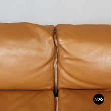 将图片加载到图库查看器,Brown leather sofa by Cappellini, 2000s