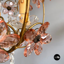 Load image into Gallery viewer, Chandeliers in pink glass and brass, early 1900s