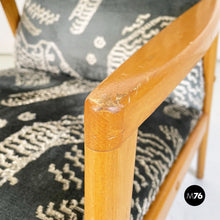 Load image into Gallery viewer, Armchair in wood, green and white velvet, 1960s